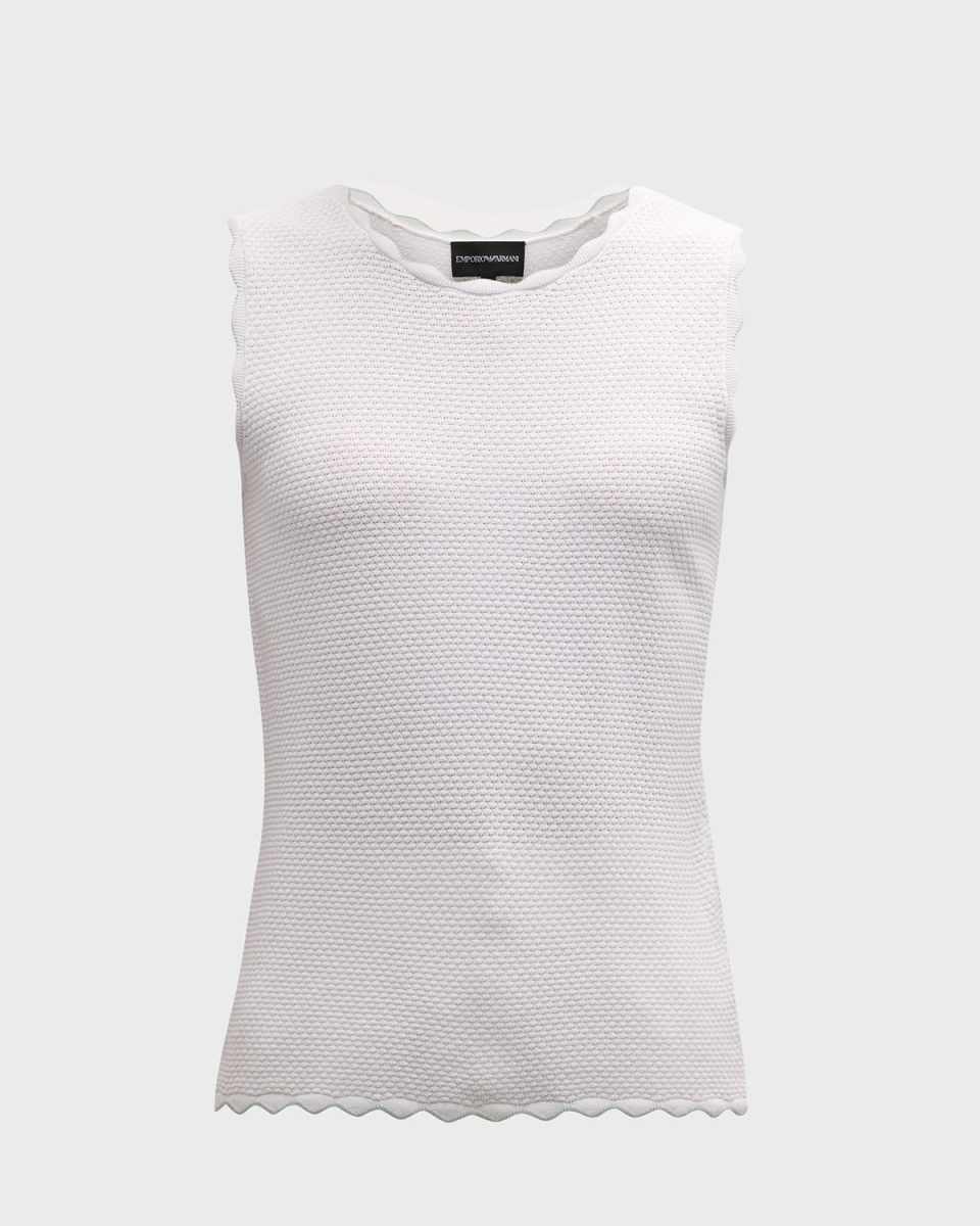 Scalloped Crewneck Knit Tank